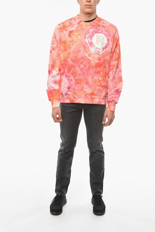 Crew-neck Sweatshirt with Tie-dye Effect