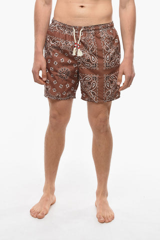 Paisley Motif 4 Pockets Swim Shorts
