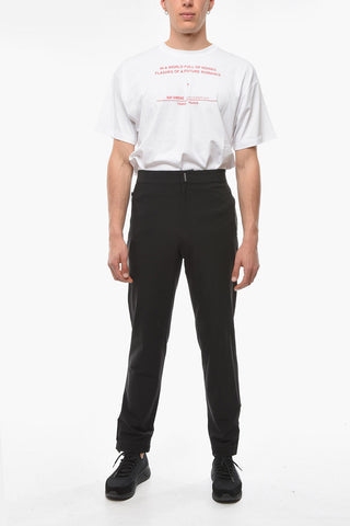 Stretch Fabric Trousers with Back Embridered Logo