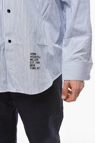 Camicia Oversized con Fantasia a Righe e Tasca con Aletta
