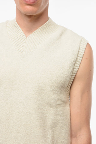Linen-blend Sleeveless GILLAN Sweather with V-neckline