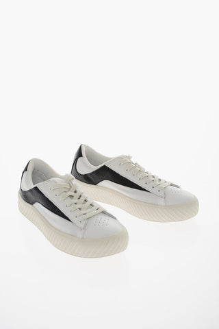 Leather and Fabric Low Top Sneakers