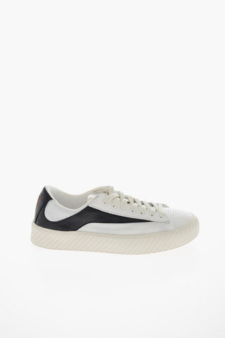 Leather and Fabric Low Top Sneakers