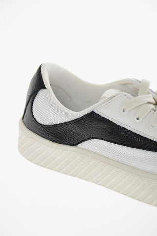 Leather and Fabric Low Top Sneakers