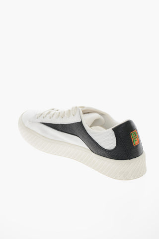 Leather and Fabric Low Top Sneakers