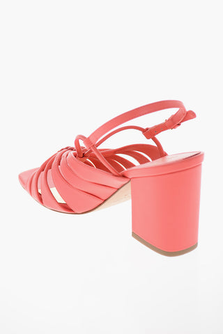 Leather T-strap Sandals  with Braided Details 9cm
