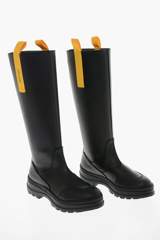 Faux Leather BIKE Boots with Contrasting Detail
