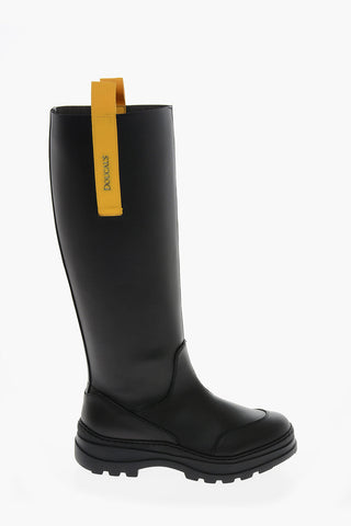 Faux Leather BIKE Boots with Contrasting Detail