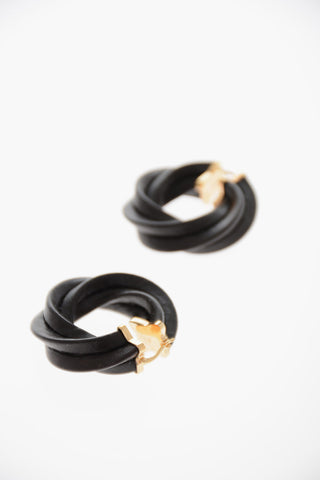 Braided Nappa Leather Hoop Earrings