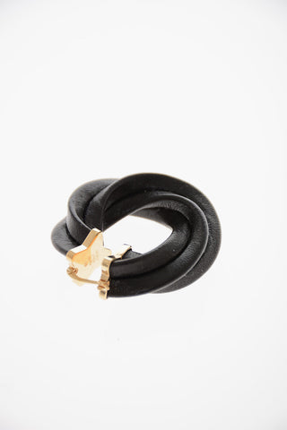 Braided Nappa Leather Hoop Earrings