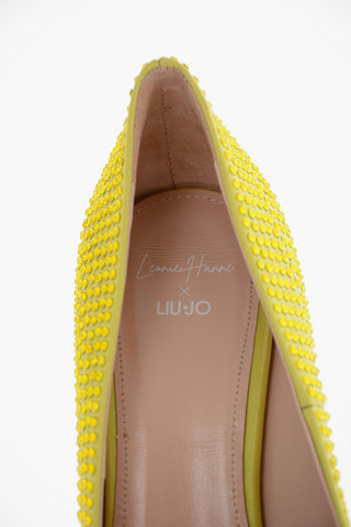 LEONIE HANNE Leather GLAM Pumps with All-Over Rhinestone Heel 11cm