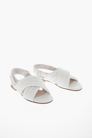 Sandali Slingback in Pelle con Chiusura in Velcro