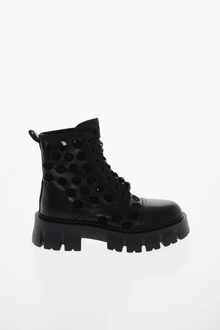 Anfibi in Pelle con Dettagli Cut-Out 5cm