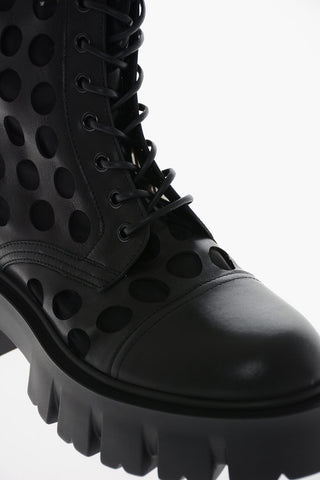Anfibi in Pelle con Dettagli Cut-Out 5cm