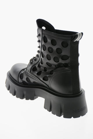 Anfibi in Pelle con Dettagli Cut-Out 5cm