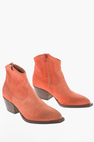 Suede BETTY03 Western Booties with Side Zip 6cm