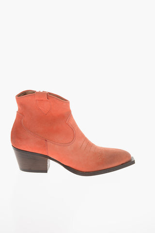 Suede BETTY03 Western Booties with Side Zip 6cm