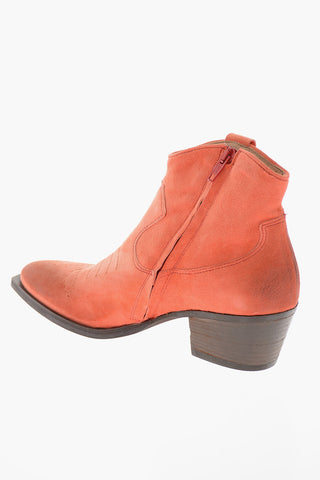 Suede BETTY03 Western Booties with Side Zip 6cm