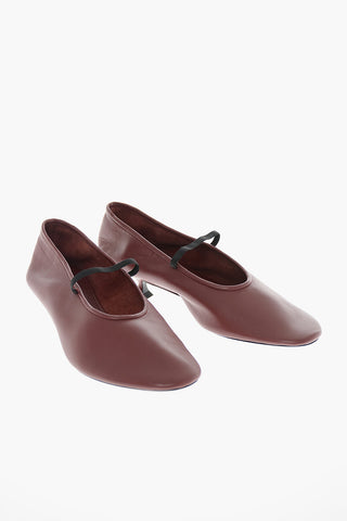 Soft-leather Ballet Pumps with Kitten Heel