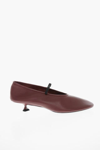 Soft-leather Ballet Pumps with Kitten Heel