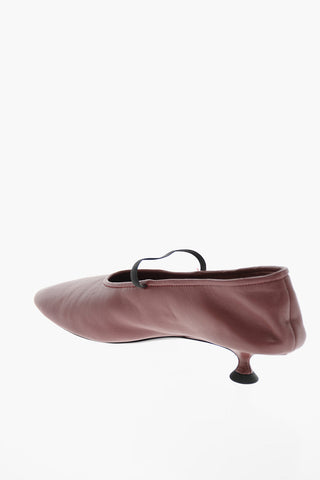 Soft-leather Ballet Pumps with Kitten Heel