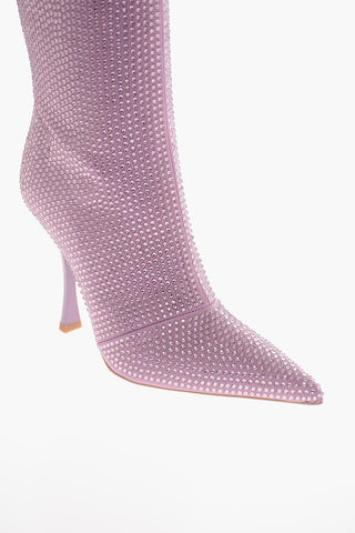 LH X LIU JO All-Over Rhinestones Knee Length Satin Boots 11cm