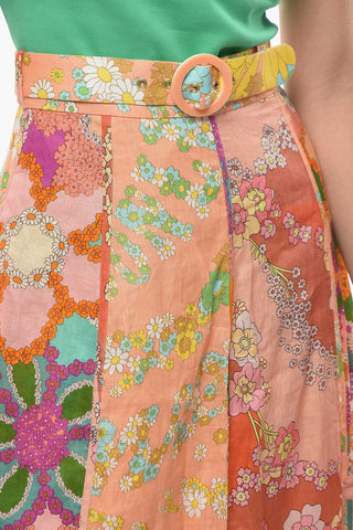 Floral Printed Linen LOLA Skirt