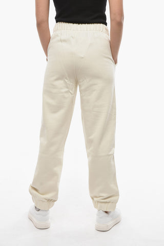 Fleeced-Cotton Blend Joggers with Drawstring Waist and Logo-Embroidery