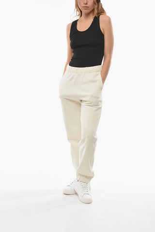 Fleeced-Cotton Blend Joggers with Drawstring Waist and Logo-Embroidery