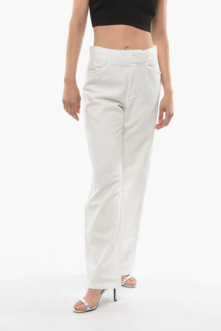 Mid Waist Linen Blend Casual Pants with 4 pockets
