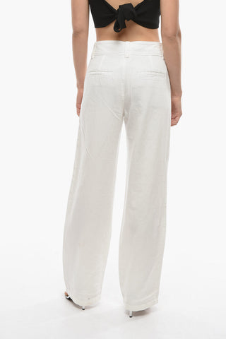 Mid Waist Linen Blend Casual Pants with 4 pockets