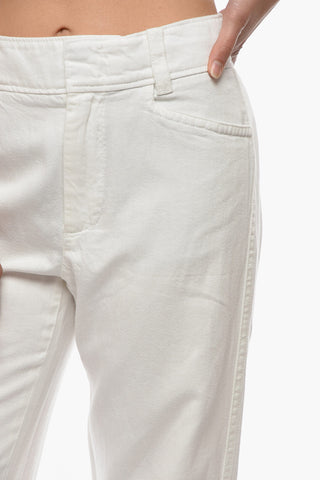 Mid Waist Linen Blend Casual Pants with 4 pockets