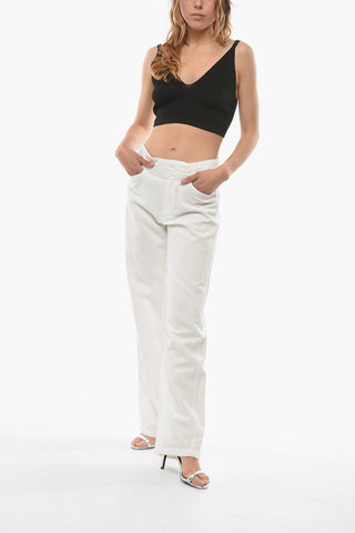 Mid Waist Linen Blend Casual Pants with 4 pockets