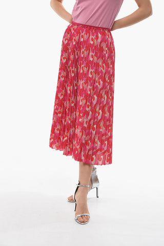 Hearts Printed Pleated Skirt