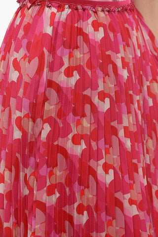 Hearts Printed Pleated Skirt