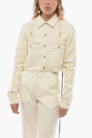 DRKSHDW Denim Cropped Overshirt with Fringed Hem