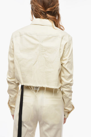 DRKSHDW Denim Cropped Overshirt with Fringed Hem
