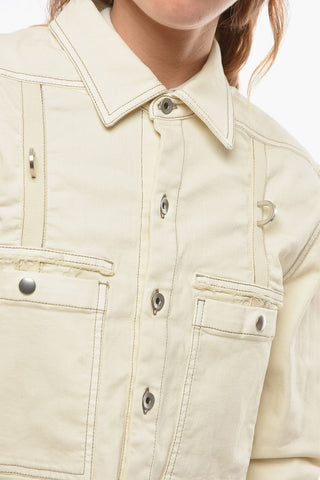 DRKSHDW Denim Cropped Overshirt with Fringed Hem