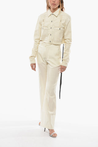 DRKSHDW Denim Cropped Overshirt with Fringed Hem