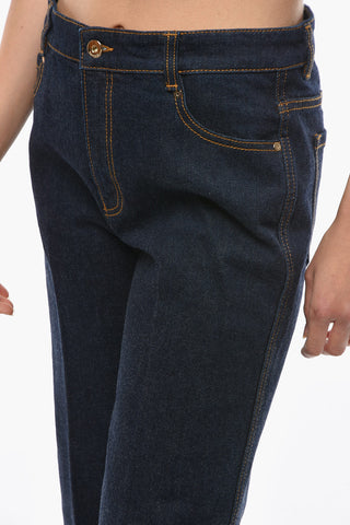 Wide Leg Cropped Jeans with Visible Stitching 30cm