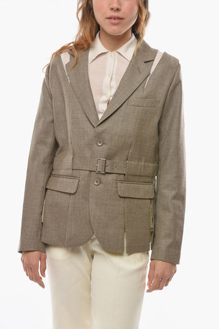 NOIR KEI NINOMIYA Belted Cut-out Wool Blazer
