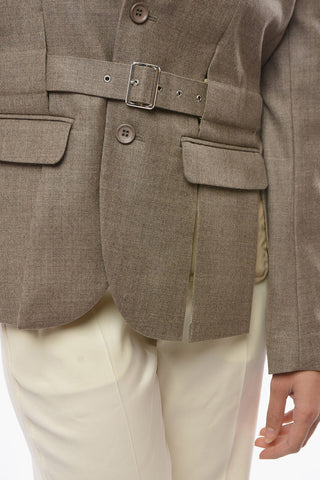 NOIR KEI NINOMIYA Belted Cut-out Wool Blazer