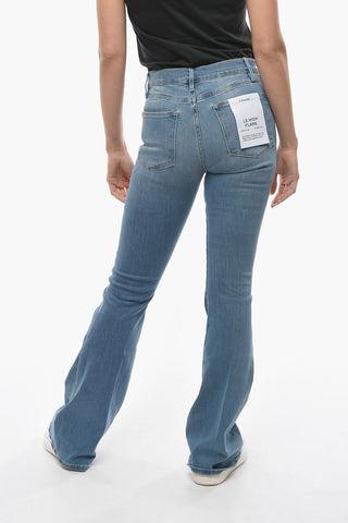 Jeans Flare a Vita Alta con Bottone Dorato 26cm