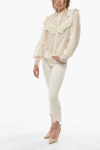 Camicia SASHA in Cotone e Seta Traforata con Volant