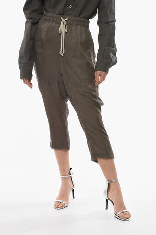 FOGACHINE Silk-chiffon Cropped Pants with Dropped Crotch