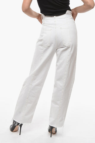 Light Wash ANGLED Jeans with Frayed Hem 23cm