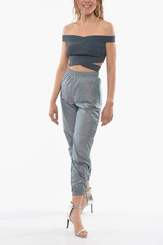 Reflective Effect High Waist Nylon Joggers