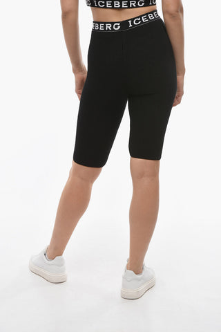 Knit Biker Shorts with Logoed Waist-band