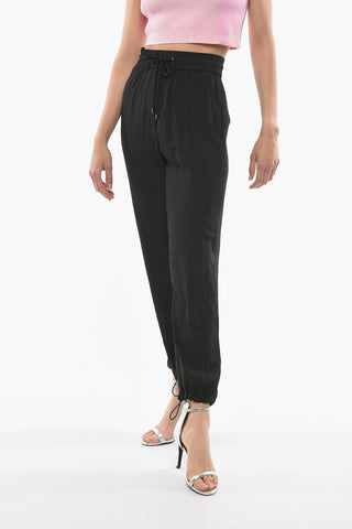 Silk-blend Joggers with Ankle Drawstrings