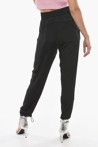 Silk-blend Joggers with Ankle Drawstrings